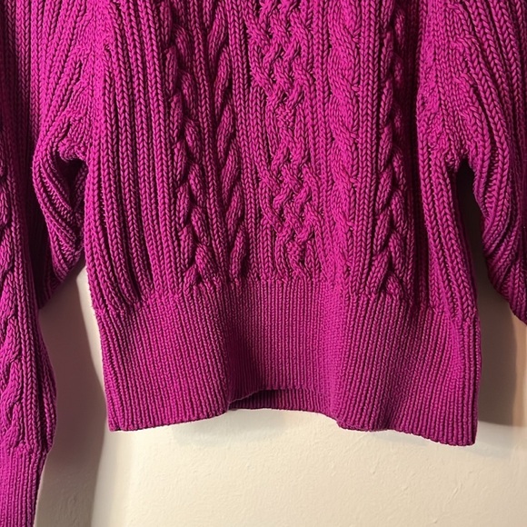 Ralph Lauren Black Label Fuchsia 100% cotton Cable Knit Sweater Sz SP - Picture 5 of 11